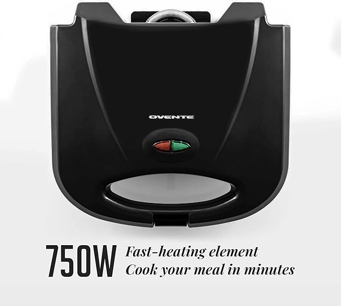 OVENTE Electric Panini Press Grill with Nonstick Plates, LED Indicator Lights, Thermostat Control, Compact Sandwich Maker Perfect for Cooking Breakfast, Steaks, Eggs Snacks & More, Copper GP0110CO