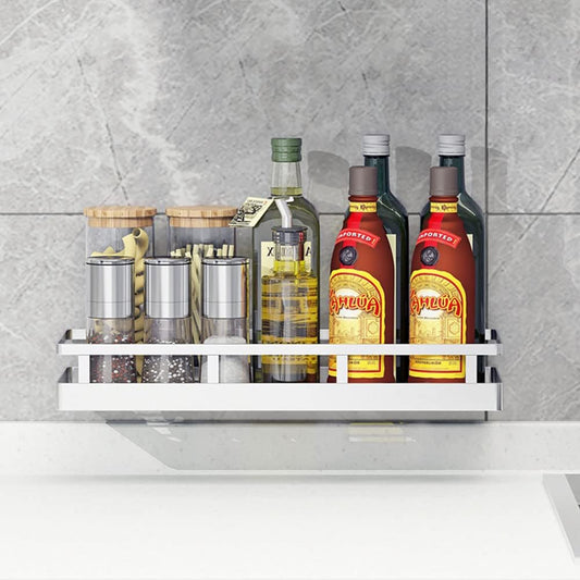 Spice Rack Organizer, SUS304 Stainless steel Wall Mount Spice Rack Storage Basket - Seasoning Container, Kitchen Spice Organizer -Kitchen Seasoning Hanging Rack - Bathroom Shelf (Silver)