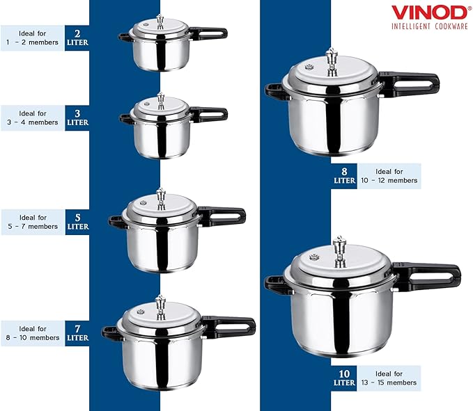 Vinod Pressure Cooker Stainless Steel – Outer Lid - 3 Liter – Induction Base Cooker – Indian Pressure Cooker – Sandwich Bottom – Best Used For Indian Cooking, Soups, and Rice Recipes, Quinoa