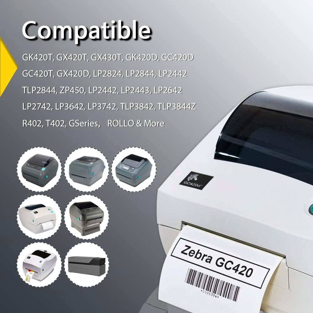 BETCKEY - 2.25" x 4" Multipurpose & Shipping Labels Compatible with Zebra & Rollo Label Printer,Premium Adhesive & Perforated[Yellow, 6 Rolls, 2100 Labels]