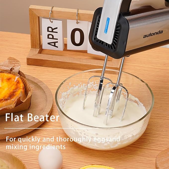 Hand Mixer Electric 5 Speed Kitchen Hand Held Mixer with Turbo Boost,Stainless Steel Performance Hand Mixer Includes 6 Attachments for Easy Whipping Dough, Cream, Cake