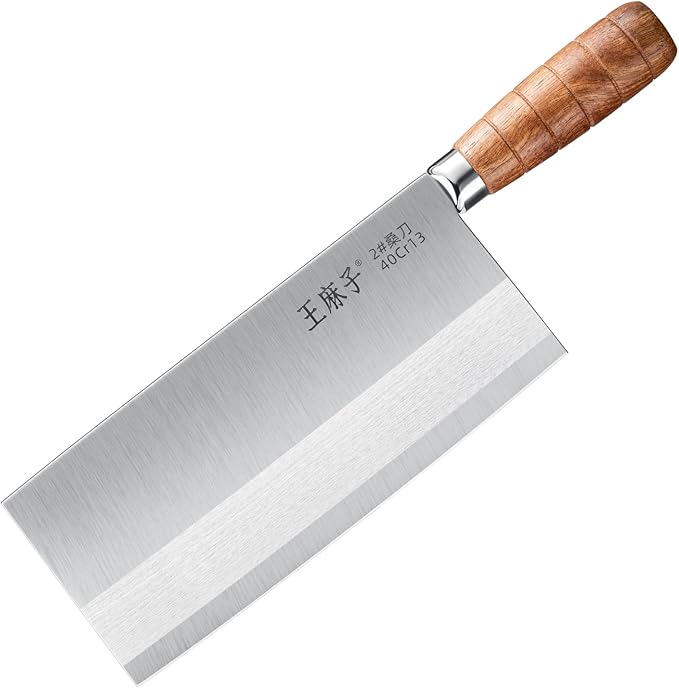 Kitchen Cleaver Slicing Knife,Chef knife German Stainless Steel Non-slip Handle Razor-sharp Blade,Hundreds of Years of Craftmanship(8inch,Silver)