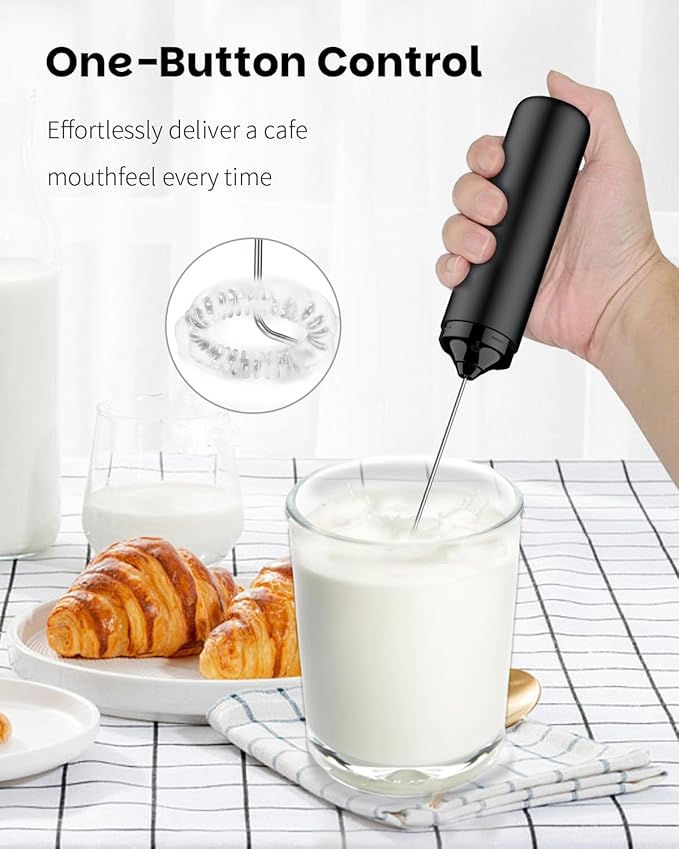Pawfly Rechargeable Milk Frother Wand, Milk Frother Handheld with Stainless Steel Whisk, Portable Coffee Frother, Powerful Electric Drink Mixer Foam Maker for Cappuccino Latte Matcha Hot Chocolate