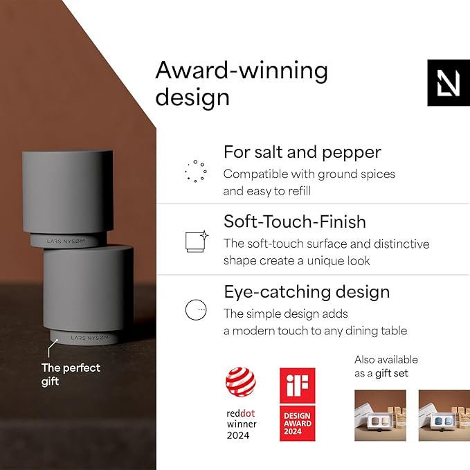 LARS NYSØM Mini Salt and Pepper Shakers Set | Stainless Steel Salt and Pepper Shakers with Modern Minimalist Design, Easy Refill, Small Size (Blue)