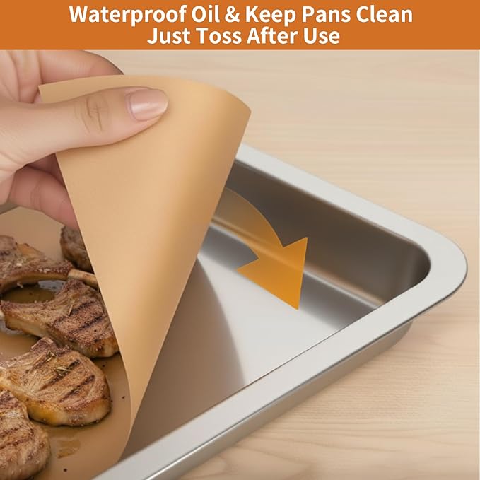 MakMeFre Parchment Paper Baking Sheets 200 PCS 12"x16" Pre Cut Non-Stick Baking Tray Mat,Oil Resistant and Waterproof Baking Paper,Fit for Food Baking,Cooking,Grilling,Air Fryer and Steaming