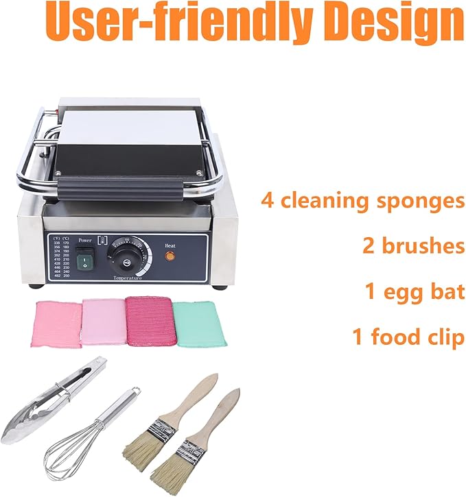 Commercial Panini Press Sandwich Maker Machine 1800W Commercial Electric Griddle Sandwich Press Grill Cheese Sandwich Maker Countertop Panini Grill for Restaurant Cafe