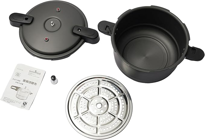 Pressure Cooker, 9L/9.5qt Hard Anodized Aluminium Alloy Pressure Canner with Spring Valve Safeguard Devices&Steam Rack Induction Compatible Lightweight Pressure Cooker for Gas Stove Electric Stove