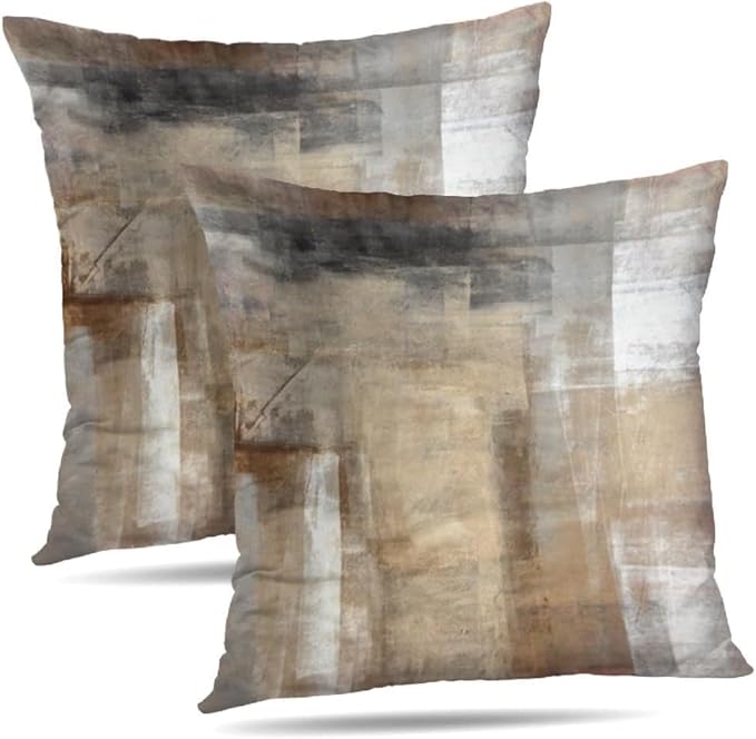Throw Pillow Covers 20x20 Set of 2 Beige and Grey Art Throw Pillow Covers Soft Decorative Couch Pillow Covers for Home Living Room Bedroom