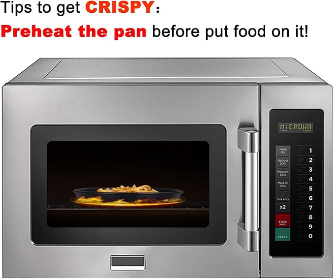 MACONEE 12inch Universal Microwave Crisper Pan/Microwave Cookware Crispy Plate Fry Pan, Microwave Cooker for Reheat Frozen Pizza, Chicken Nuggets French Toast with Crisp Effect!