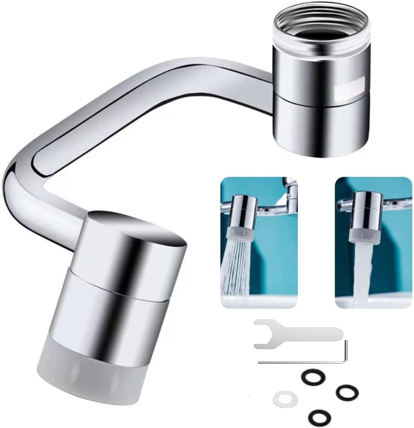 Universal 1080° Rotating Faucet Extender Aerator,2 Packs Solid Brass Universal Splash Filter Faucet,1080 Big Angle Swivel Faucet Aerator Sink Attachment,Dual-Function 2-Flow Sprayer