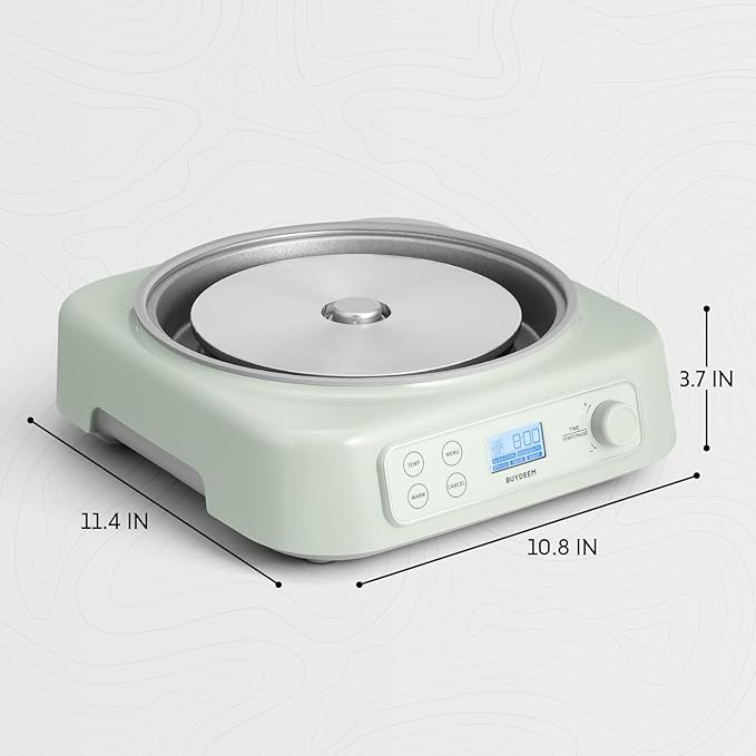 BUYDEEM LP55 5-in-1 Slow Cooker, Compatible with Various Cookwares, Multi-Cooker with Two Temperature Settings, Auto Keep Warm for 2H, Cozy Greenish, Pot Not Included