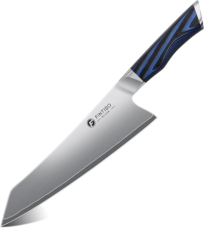 FINTISO 8 Inch Chef Knife, High-End Kitchen Knife with G10 Handle, Ultra Sharp 5 Layer 10Cr15CoMoV Japanese Stainless Steel Professional Cooking Knife, Cutting Knife for Home and Kitchen
