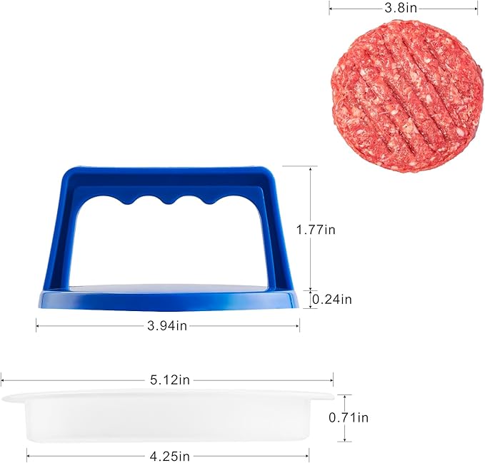 Burger Press Patty Makers, Round Non-Stick Stuffed Hamburger Press Accessories Smashed Hamburger Press Patty Burger Meat Sausage Beef Makers Mold Kitchen Gadgets for Grilling (2 Pack, Blue)