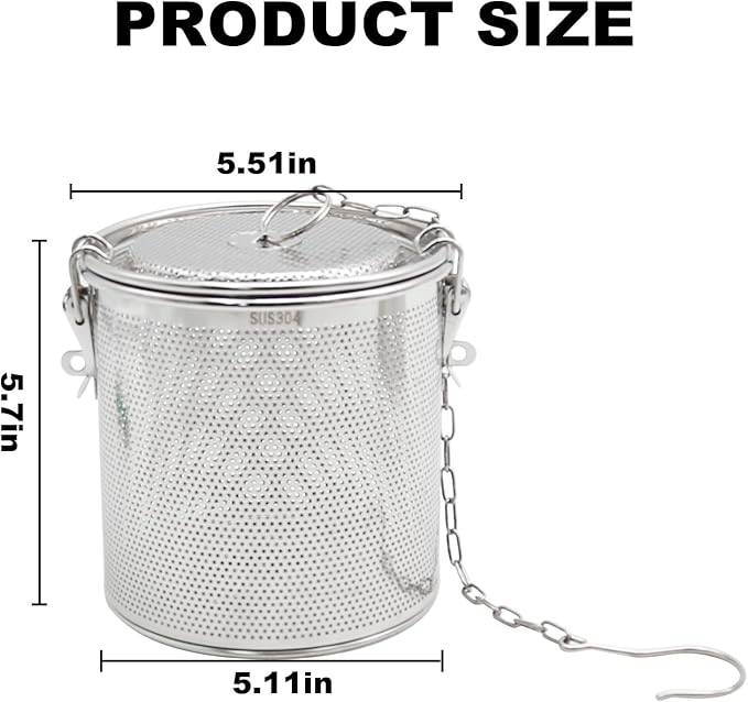 Tea Infuser, Stainless Steel Seasoning Strainer Tea Ball Filter Soup Seasonings Seperation Basket Spice Filter Tea Sieve for Home Restaurant Kitchen (5.11 x 5.7 inch)
