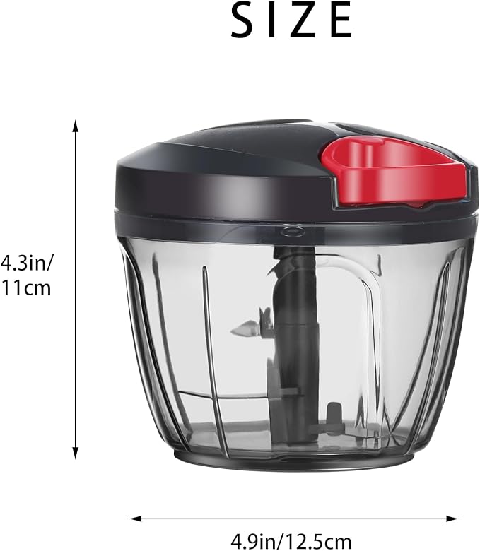 Ourokhome Manual Food Processor Vegetable Chopper, Portable Hand Pull String Garlic Mincer Onion Cutter for Veggies, Ginger, Fruits, Nuts, Herbs, etc., 650ml, Black