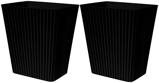 DAJITRE Plastic Small Trash Can, 3.5 Gallon Rectangular Wastebasket for Bathrooms, Laundry Room, Kitchens, Offices, Kids Rooms, Dorms (2, Black)