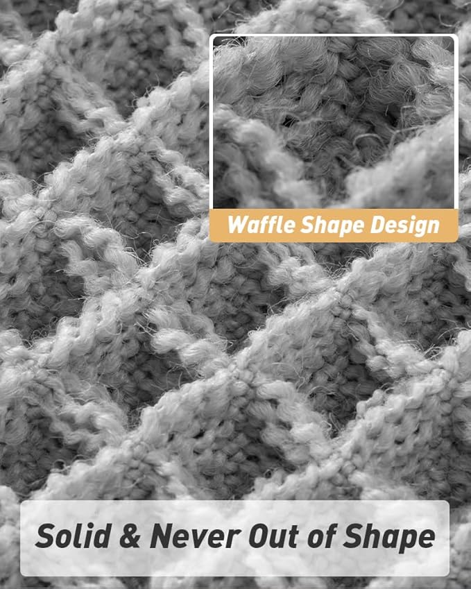 AMOAMI Upgraded Waffle Runner Rug Super Absorbent Non Slip Bath Mats for Bathroom Machine Washable Bathroom Runner Rug with Tassels, Ideal for Hallway Bedroom Laundry Room, Light Grey, 17" x 60"