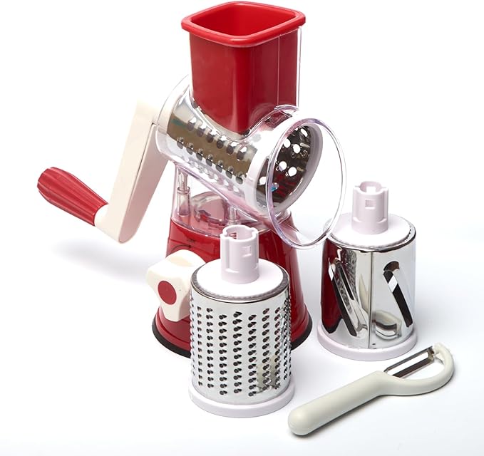 Cheese Grater Cheese Grater With Handle Rotary Cheese Grater With Handle Premium Rotary Cheese Grater With Hand Crank - Perfect For Family Chefs And Cheese Lovers (Red)