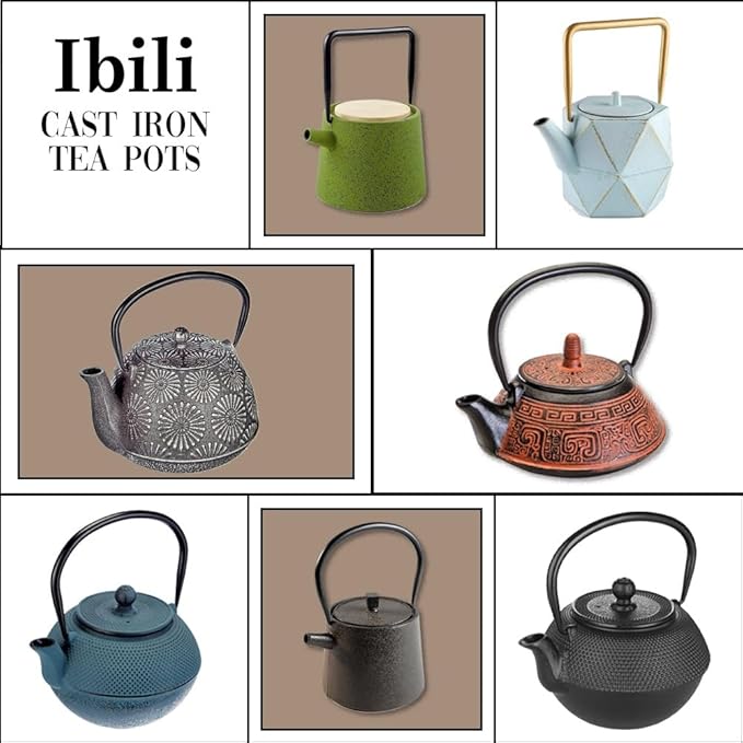 IBILI 40 Oz Nara Oriental Cast Iron Teapot | Made in Spain | Stainless Steel Infuser, Enameled Interior, Stovetop & Induction Compatible, Japanese Kettle for Loose Leaf Tea, Tetsubin Design, Black