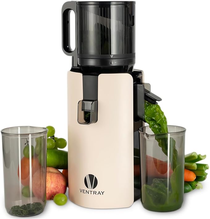 Ventray Cold Press Juicer, Juicer Machines with 4.7" Wide Feed Chute for Whole Vegetables & Fruits, Slow Masticating Juicer with High Juice Yield, Easy to Clean