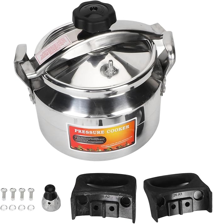 Stainless Steel Pressure Cooker, Aluminum Explosion Proof Pressure Canner Large Capacity Rice Cooker Cookware with Compound Bottom for Gas Electric Flat Top Stoves Easy To Open