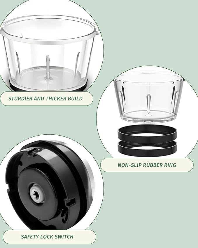 Food Processor 500W, electric chopper for kitchen meat processor, food processor 8 cup - 2L vegetable chopper stainless steel - food processor small, food grinders electric