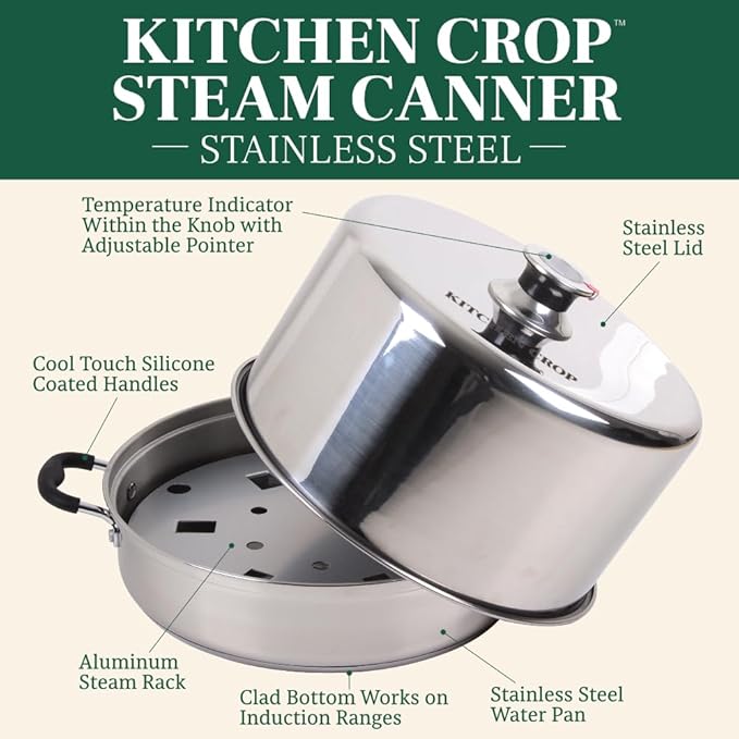 Kitchen Crop Steam Canner with Temperature Indicator (Stainless Steel Steam Canner)