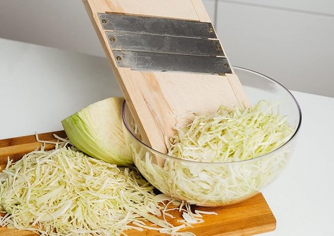 Wooden Cabbage Shredder for Coleslaw and Sauerkraut (12.9x5.9 in) - Cabbage Grater for Coleslaw and Sauerkraut - Slaw Slicer Cutter Maker