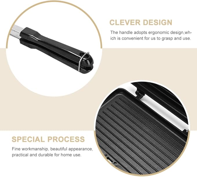 Hemoton Double-Sided Non-Stick Sandwich Maker Pan Aluminum Frying Pan for Breakfast Grilled Cheese and Campfire Cooking