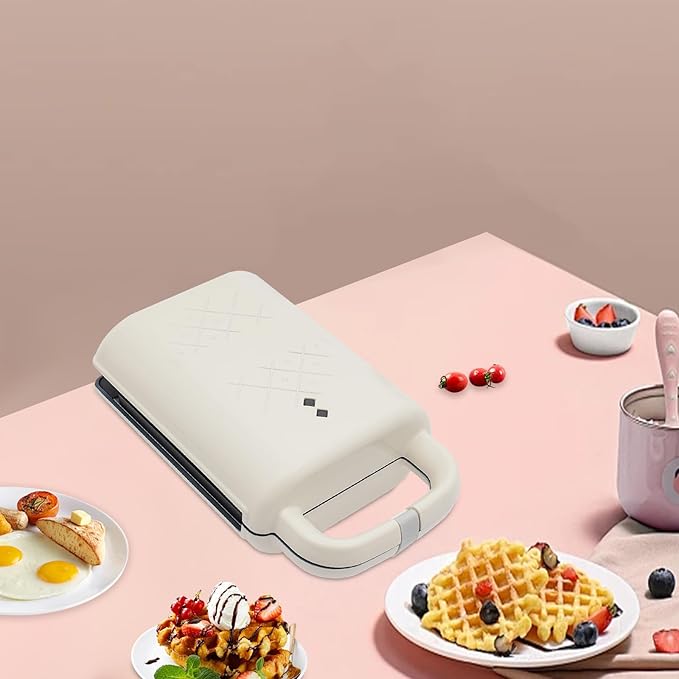 Sandwich Maker, Portable Breakfast Machine, 600W Electric Sandwich Maker, for Making Various Kinds Of Sandwiches, Eggs, Bacon, Etc (White)