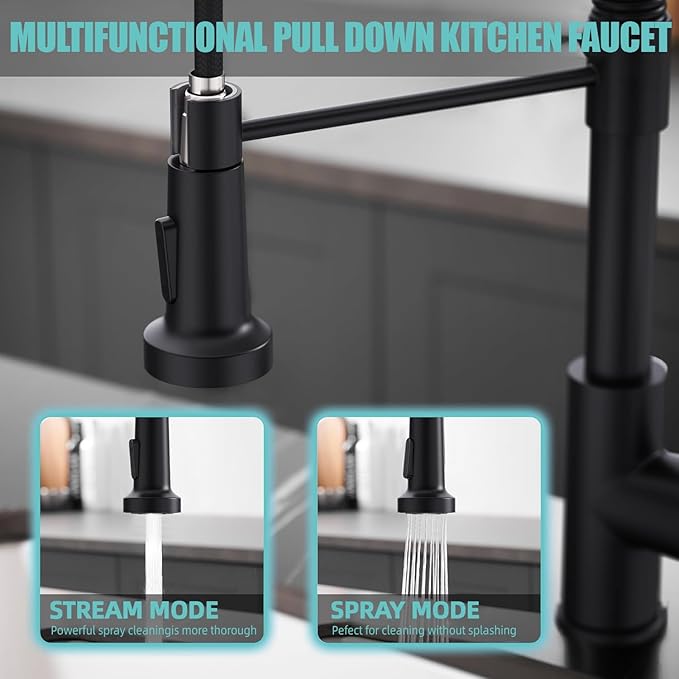 Top-mount Kitchen Sinks,33X22 Inch Drop in Black Single Bowl,9 Inch Deep Handmade Overmount Kitchen Sink, T304 Stainless Steel Nano Black Workstation Sink and Faucet with Accessories