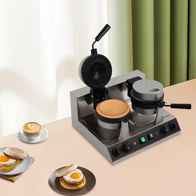 Burger Waffle Maker,Electric Burger Waffle Maker Machine for Home Use,Burger Waffle Makers, Hamburger Sandwich Machines Non-stick Panini Press Waffles Machine with Timer & Temp Control (2400W)