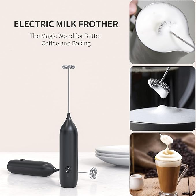 Rechargeable Milk Frother Wand,Drink Mixer Handheld,Electric Whisk with USB-C,Foam Maker for Coffee Stirrer,Hand Blender for Lattes,Matcha,Cappuccino,Frappe,Hot Chocolate.