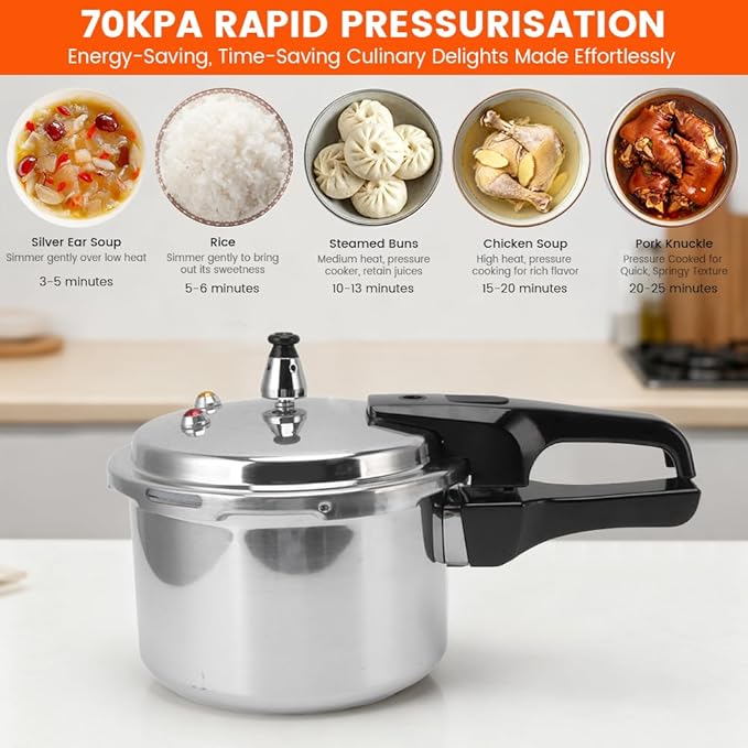 Aluminum Alloy Pressure Cooker, Small Pressure Cooker 3 Quart 18cm Bottom for Gas Stoves, Durable & Easy Clean, Ideal for Beans, Meats, Soups for Home Cooking