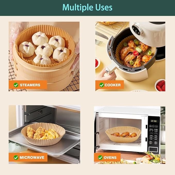 parchment paper for air fryer, 7.9inch round air fryer liners disposable,125PCS Non-stick parchment paper sheets for 5-8QT airfryer liners, Baking, Roasting Microwave