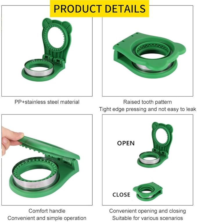 Uncrustable Sandwich Maker,Sandwiches Pocket Circle Shape 3.7Inch Sandwich Cutter and Sealer,Sandwich Cutter for Kids Breakfast and lunchboxes (Green)