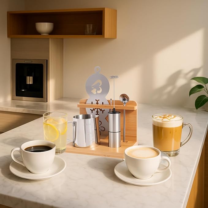 Electric Milk Frother Handheld - Compact Foam Maker with Stand & Accessories, Perfect for Coffee, Cappuccinos, Lattes, & More