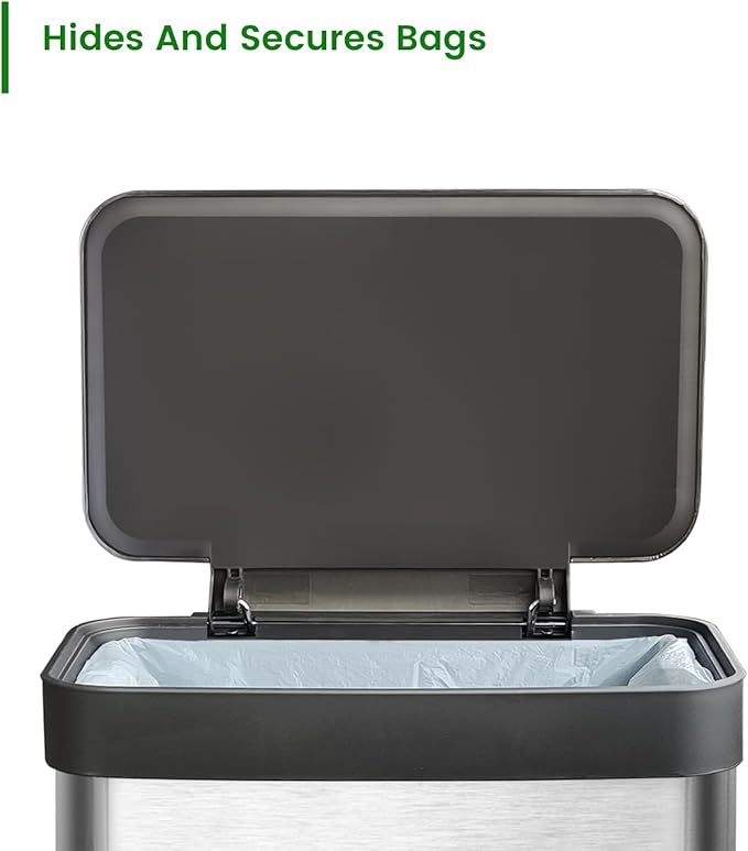 50 Liter / 13 Gallon Trash Can, Fingerprint Proof Stainless Steel Kitchen Trash Can with Removable Inner Bucket, Pedal Rubbish Bin for Home Offices and Public Areas