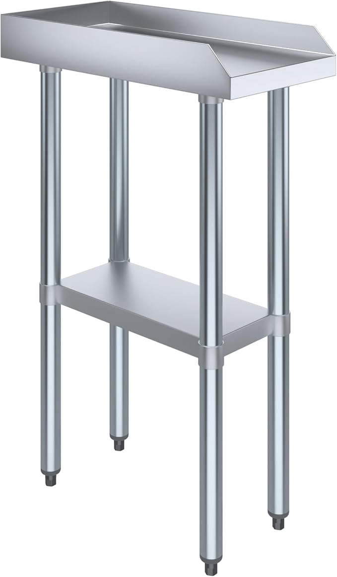 AmGood Commercial Work Table with Backsplash and Sidesplashes | Height: 35" | Stainless Steel Prep Table for Kitchen, Restaurant, Garage, Laundry | NSF (12" Long x 24" Deep)
