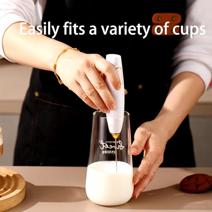 Electric Milk Frothers,Stainless Steel,Mini Handheld.Quick Type-C Charging for Coffee Lattes,Cappuccinos,Egg Whipping & Hot Choc.With Double-Layer Stirrer Head.(white)