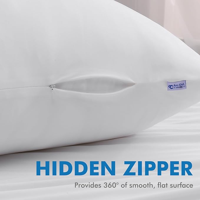 Avolare Cooling Pillow Cases, Arc-Chill Q-max>0.5 Body Pillowcases for Hair Skin and Hot Sleepers, Soft Silky 20" x 54" Summer Long Pillow Cover with Zipper 1 Pack - White