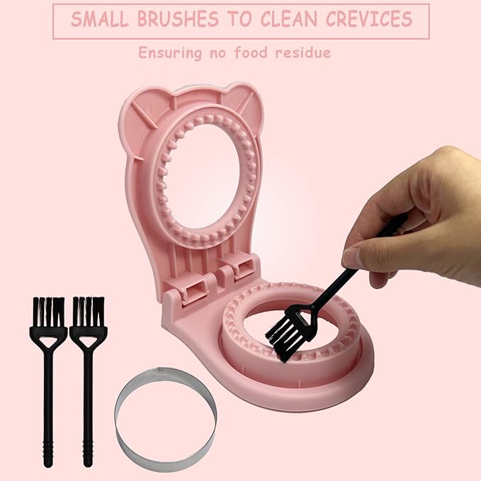 2Pcs Sandwich Cutter and Sealer,Round&Square Uncrustable Sandwich Maker with Seal Edge,Crustless Sandwich Cutter with Brush,Sandwich Sealer for DIY Breakfast Lunch Picnic(Blue S+Pink R)