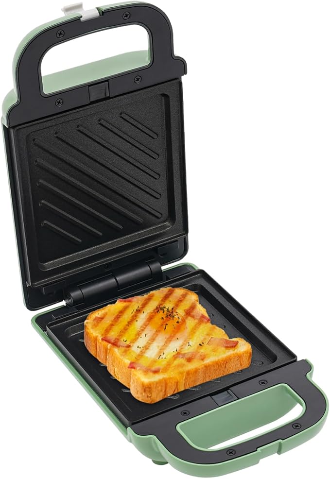 Sandwich Maker, Portable Breakfast Machine, 600W Electric Sandwich Maker, for Making Various Kinds Of Sandwiches, Eggs, Bacon, Etc (Green)