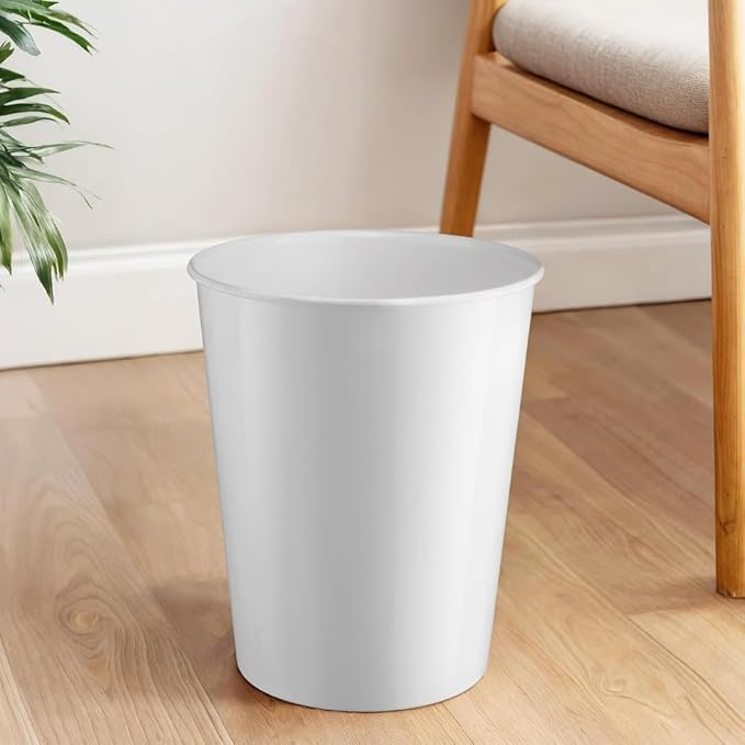 Monarch Abode White Handcrafted Metal Wastebasket for Home Office Bedroom, Decorative Waste Basket, Modern Bathroom Garbage Can, Durable & Decorative Trash Bin, White Bathroom Trash Can