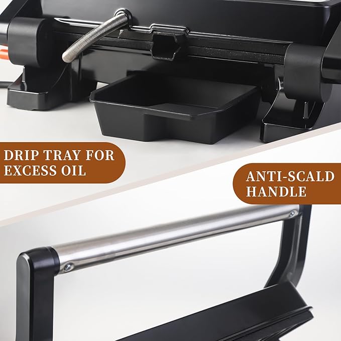 Panini Press Grill Sandwich Maker, Large Electric 3 in 1 Panini Sandwich Maker Grill, Open 180 Degrees for Grill Indoor, Perfect for Grilling Steaks, Burger, Sandwich,Non-stick Pan, Black
