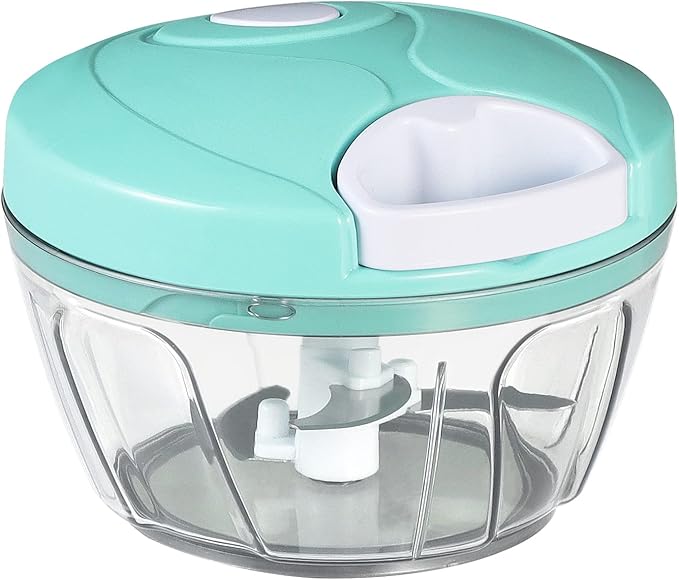 Cambom Manual Food Chopper Vegetable Cutter, Hand String Vegetable Chopper Onions Cutter for Vegetable Fruits Nuts BPA Free Food Safe Material, 550ml Clear