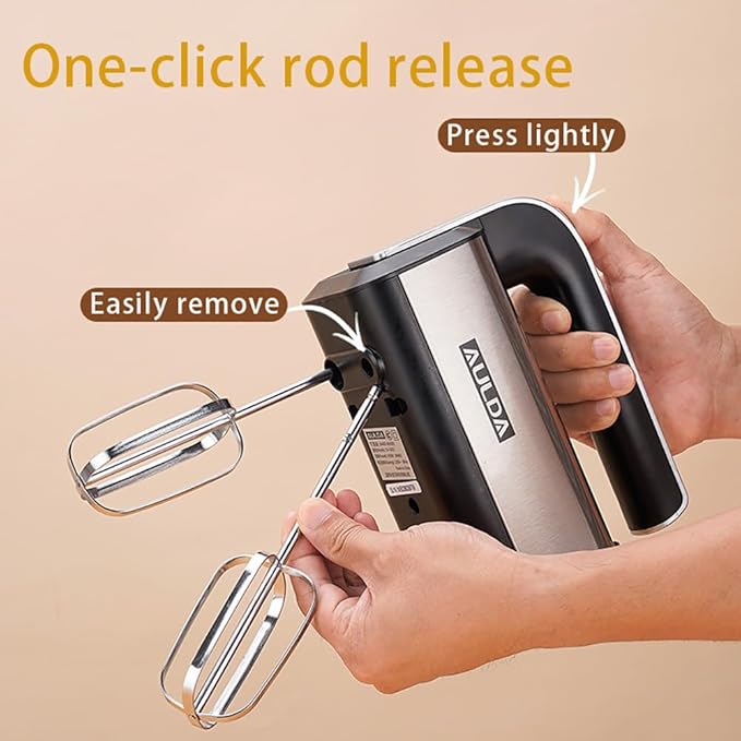 Hand Mixer Electric 5 Speed Kitchen Hand Held Mixer with Turbo Boost,Stainless Steel Performance Hand Mixer Includes 6 Attachments for Easy Whipping Dough, Cream, Cake