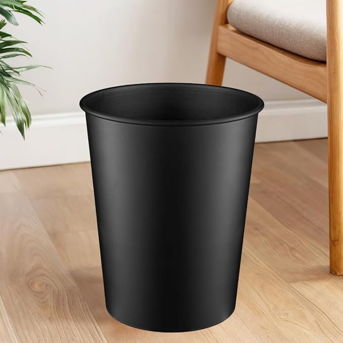 Monarch Abode Black Handcrafted Metal Wastebasket for Home Office Bedroom, Decorative Waste Basket, Modern Bathroom Garbage Can, Durable & Decorative Trash Bin, Black Bathroom Trash Can