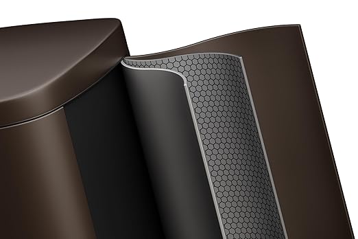 Garvee 13 gal / 50 L Metal Kitchen Trash Can with Lid, Large Rustproof Garbage Can for Kitchen, Step-on Trash Bin with Inner Bucket, Rear Handle, Soft Close Lid, Brown