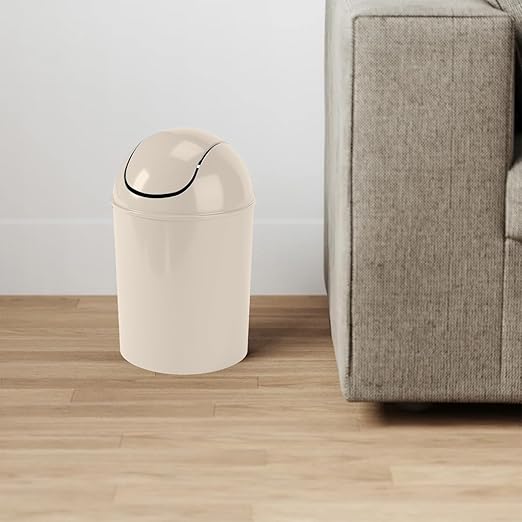 Umbra 1.25 Gallon Mini Waste Can with Removable Swing-Top Lid - Small Garbage Bin for Kitchen, Bathroom, Bedroom, Office - Compact Trash Can Fit Under Tables & Counters - Oatmeal